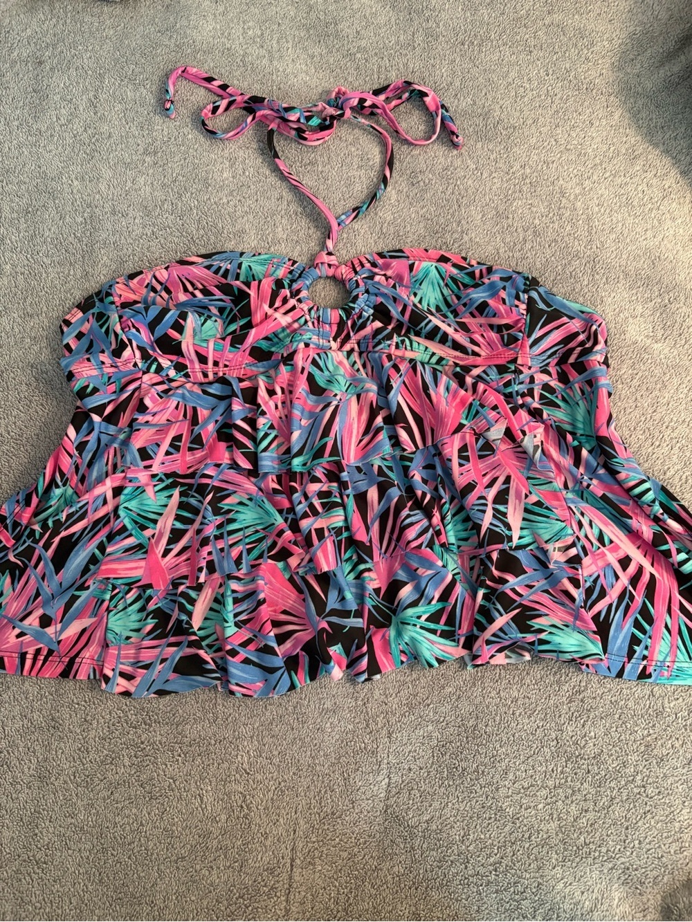 Catalina Tankini Pink Multi Print Halter Open Back Size Small Beachy Pool